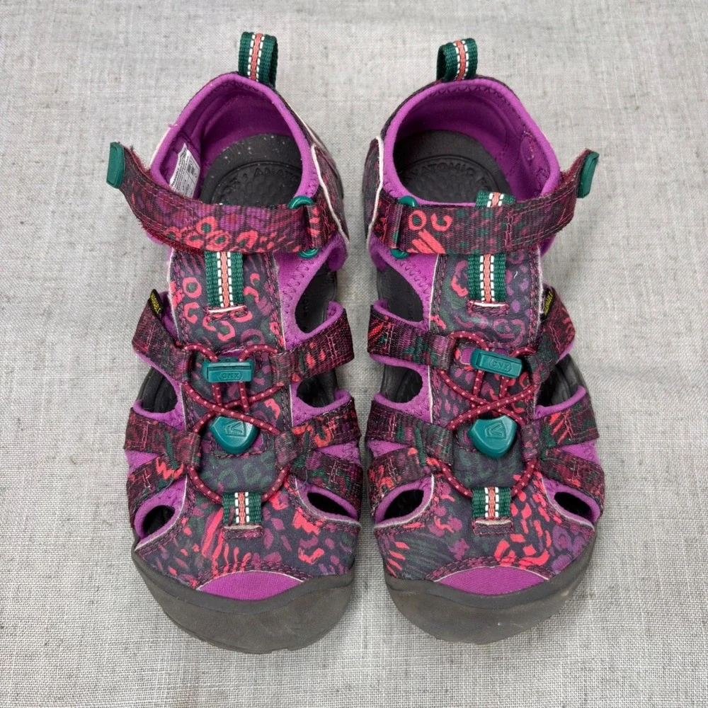 Keen Seacamp II CNX Sport Sandals Purple Pink Animal Print Water Shoes Kids 1